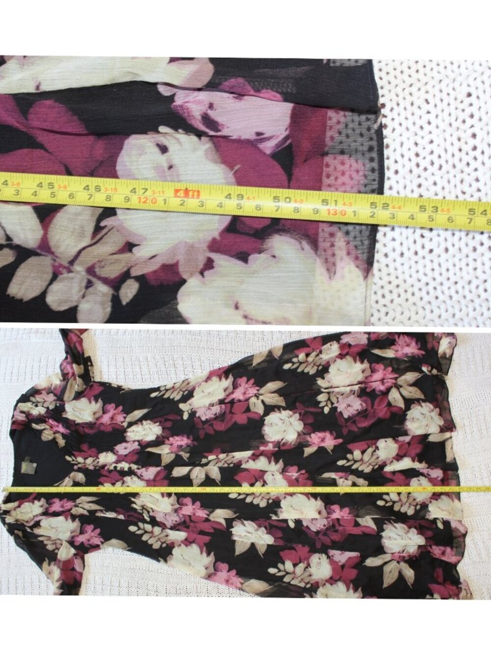 Taylor Chiffon Floral Print Dress Long Sleeve Size 16/XL Smoke V-Neck Party - Picture 3 of 12